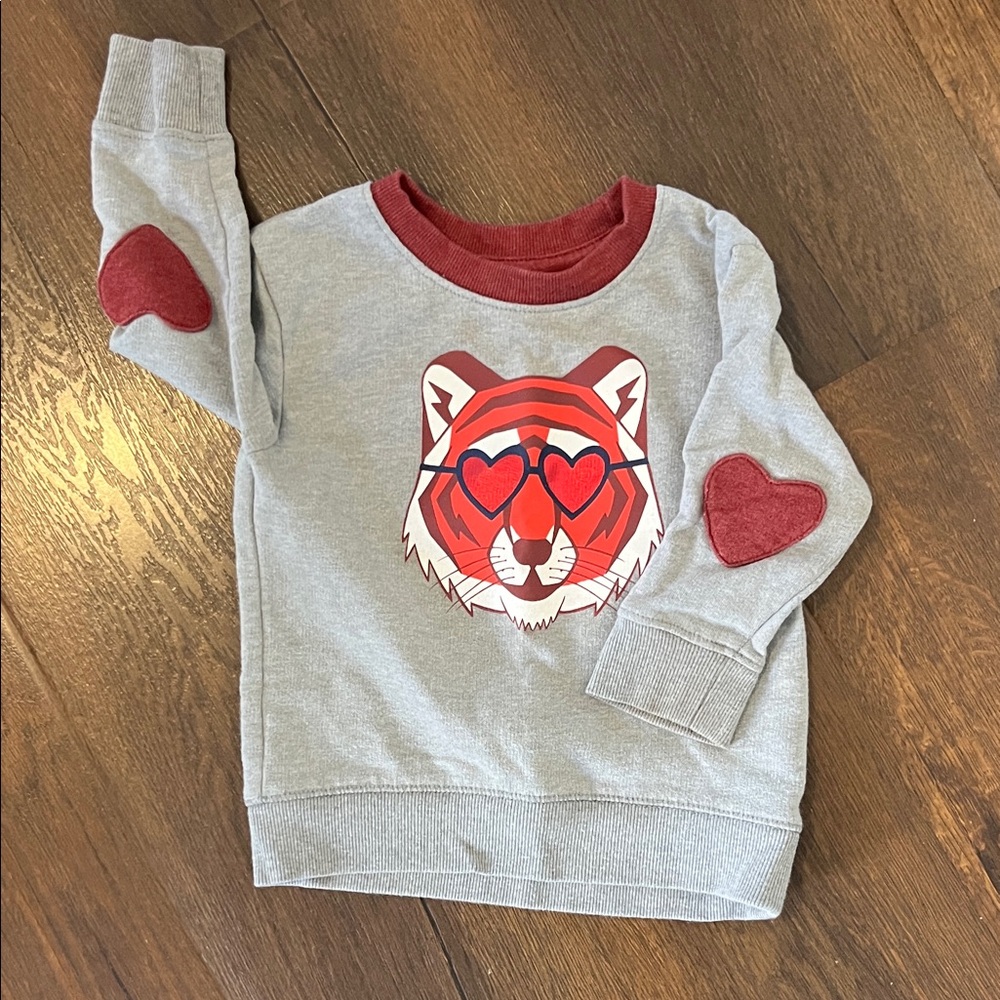 Tiger Heart Eyes Baby Sweatshirt With Heart Elbow Patches